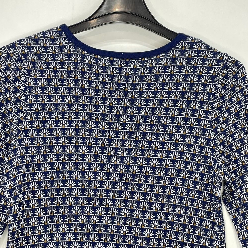 Susan Graver Women Medium Blue Cotton Blend Floral Pattern Long Sleeve Knit - Picture 4 of 10